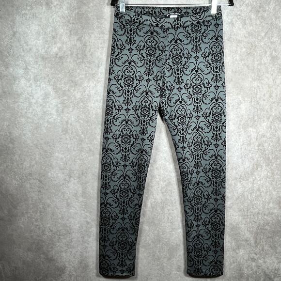 Planet‎ Gold Leggings Pants Women Large Gray Black Brocade Ankle Stretch Pull On - Picture 1 of 9